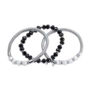 Studio 1886 Black and White Layers Stretch Bracelets New in Box